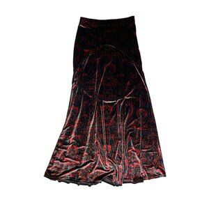Ecoté Size S Half Moon Maxi Skirt Stretchy Velvet Pull-On Elastic Waist